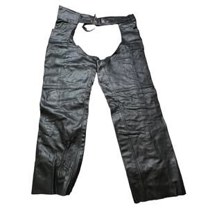 MataGear Inc Men’s 4XL Leather Motorcycle Chaps Pants with Button Zip Closure